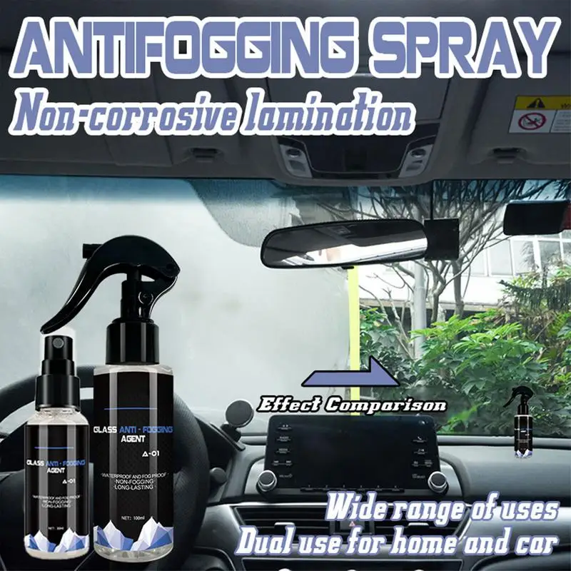 Car Defogger Spray Windshield Defogger And Cleaner 100ml Antifogging Agent Car Glass Cleaner For Exterior And Interior