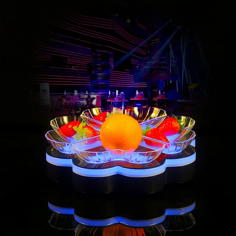 

LED Luminous Heart-Shaped Acrylic Fruit Plate Snack Serving Tray for Bar KTV Party Decoration
