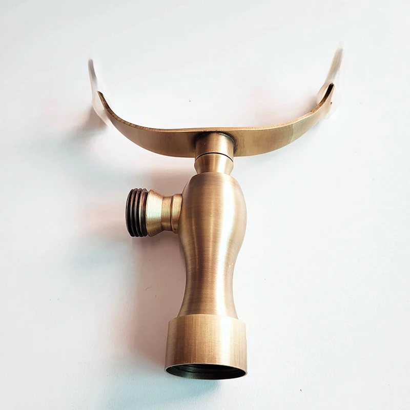 Solid Brass Made Antique Brass Wall Mounted Hand Shower Holder Hook Pedestal Bracket In Wall Shower Accessories Bathroom Fitting