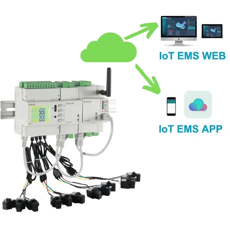 Digital Din-rail Branch Circuit 3 phase Power Meter with Modbus-RTU RS485 LORA Wireless and Split core Current Transformer