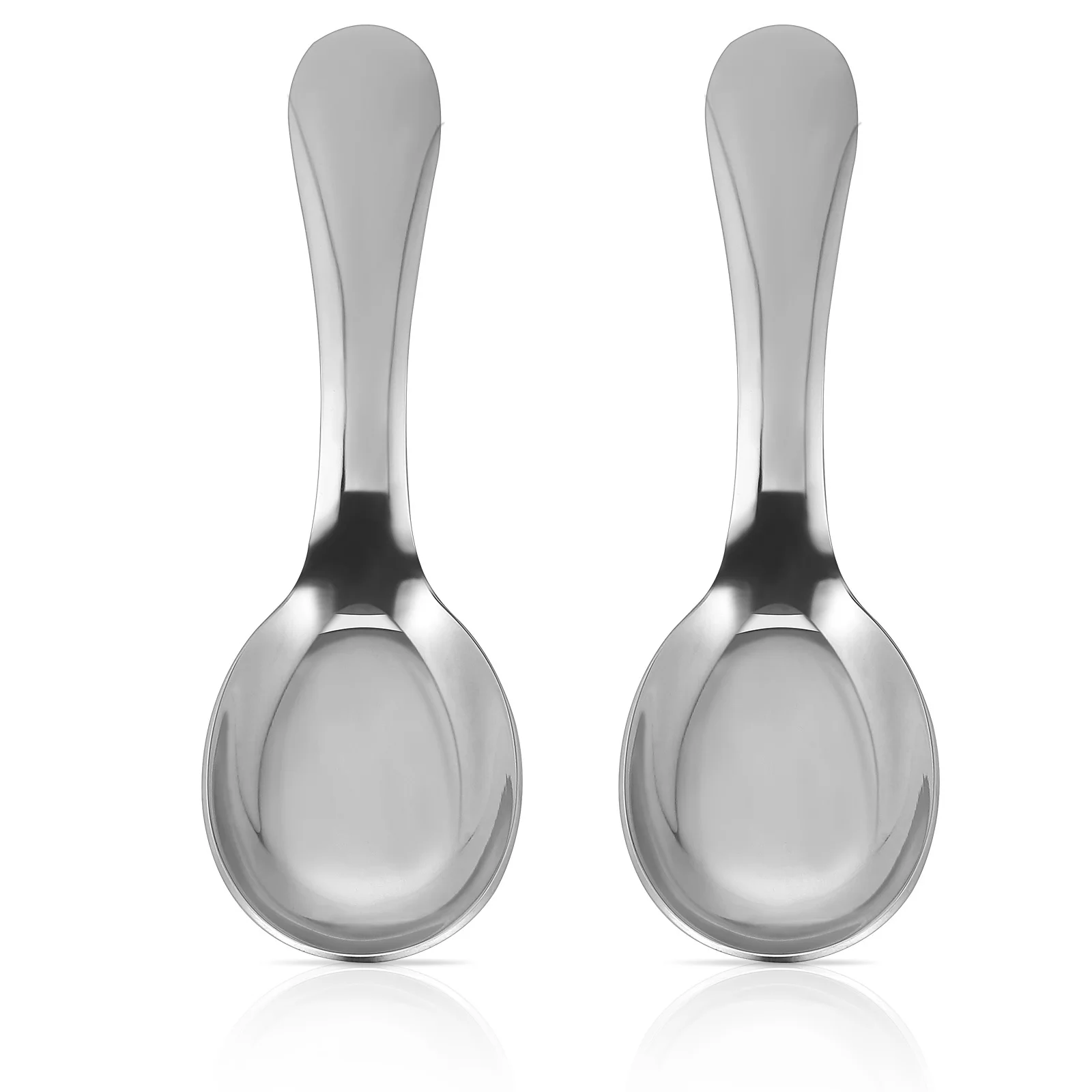 

2pcs Stainless Steel Spoons Short Handle Porridge Rice Spoon Kids Soup Serving Kitchen Cooking Home Use Large Metal Ladle
