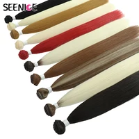 Extensiones de cabello liso de hueso, mechones de pelo falso Rubio degradado, pelo súper largo sintético, pelo liso de 22-40 pulgadas, completo hasta el extremo