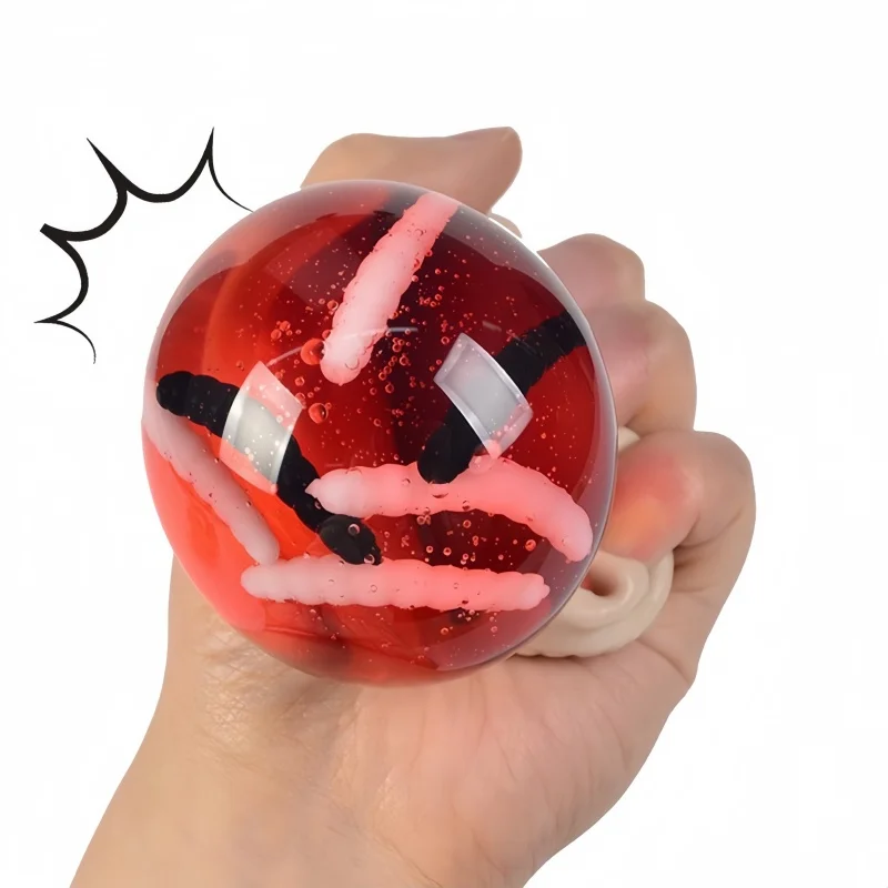 Halloween bolas de estresse espremer crânio brinquedos fidget brinquedos de descompressão espremer crânios com sangue e larvas brinquedos de brincadeira de halloween