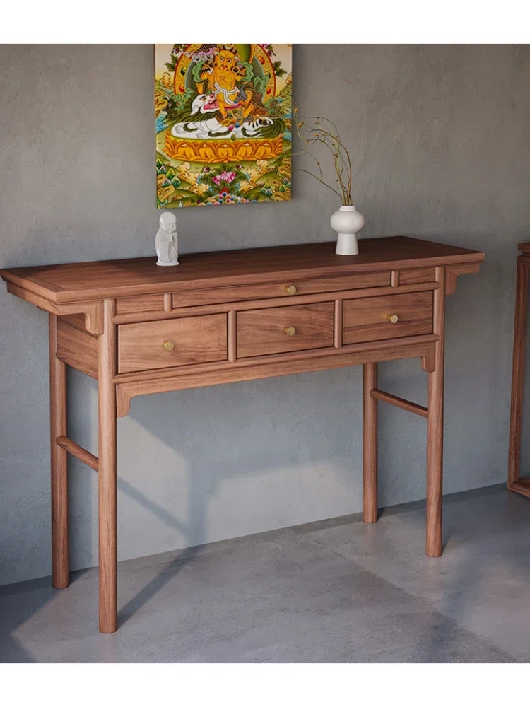 Home Entrance a Long Narrow Table Black Walnut Tribute Table New Chinese Style Buddha Shrine Enshrine God of Wealth Guanyin
