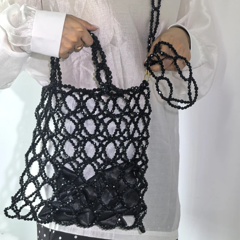 جديد متعدد الاستخدامات مصمم حقائب المرأة الاكريليك الجوف Crossbody اليد حقيبة من القماش عالية الشعور الأسود حقيبة يد للسيدات 2025