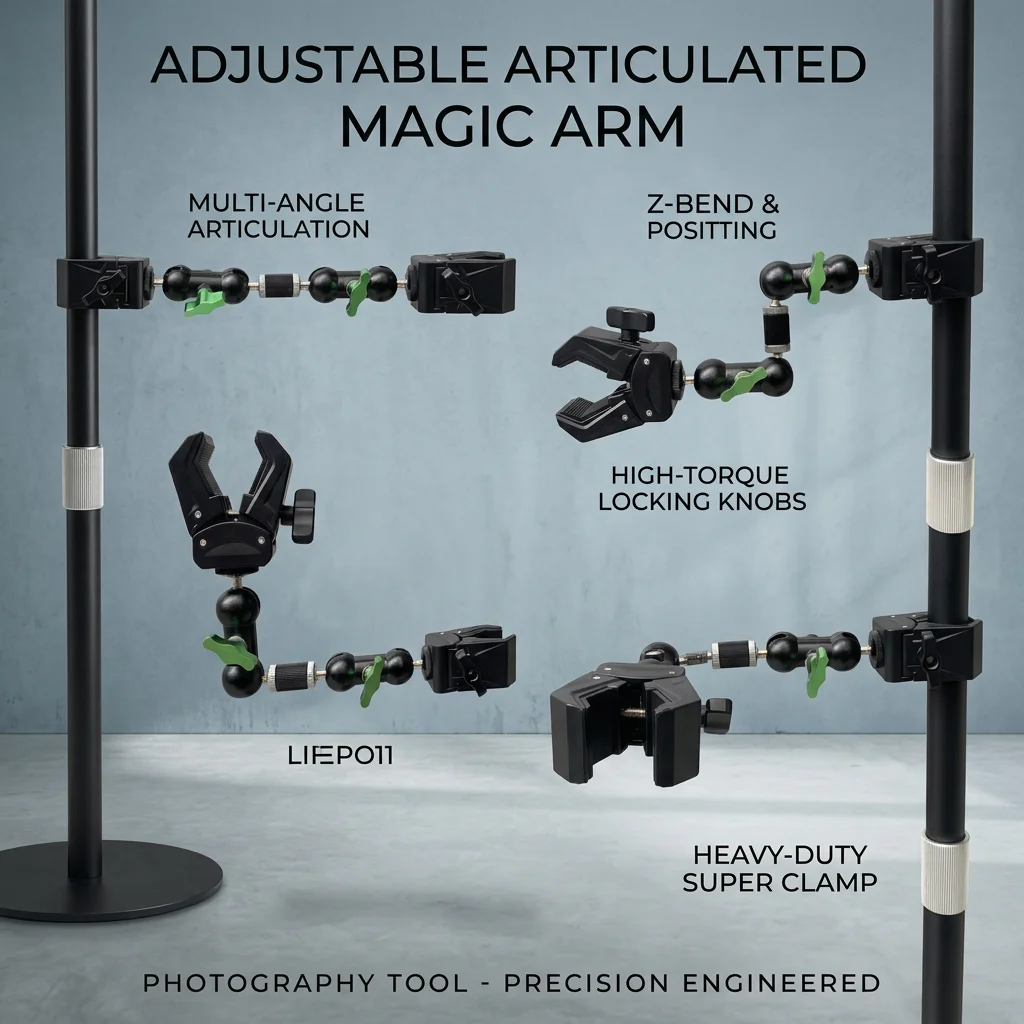 360 Degree Rotating Metal Clip-On Clamp Multifunctional Tube Stand for Microphone Flashlight Support Universal Clamp for Round T
