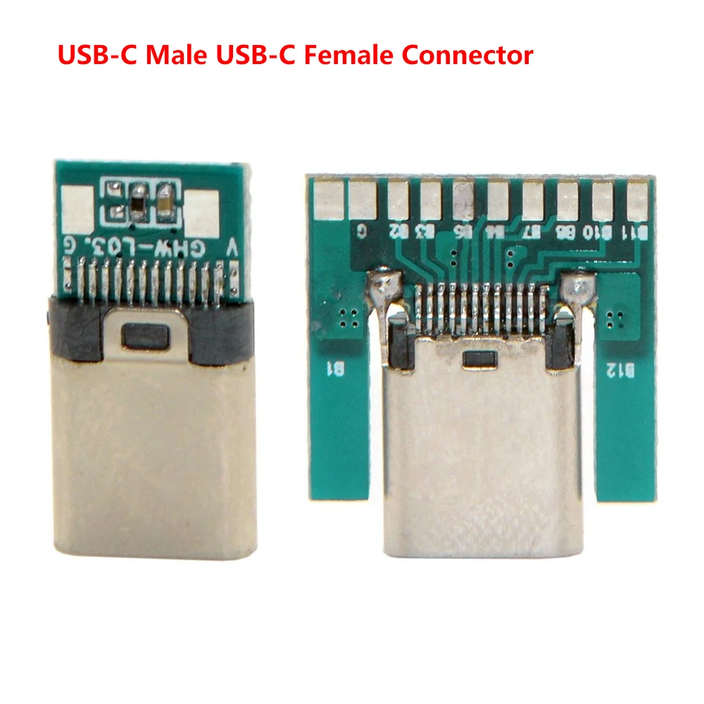 USB 3.1 Type C Connector 24 Pins Male Female Socket Receptacle Adapter To Solder Wire & Cable 24P PCB Board Support