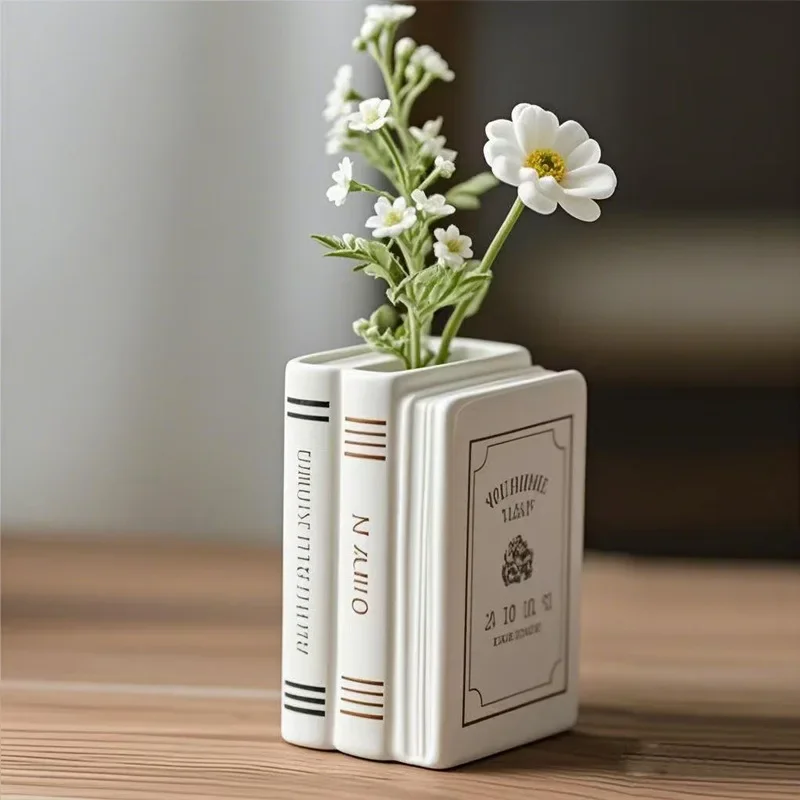 Ceramic Book Vase Pride and PreJudice Cute Bookshelf Decor Unique Gift for Book Lovers Home Interior Wall Shelf Decoration House