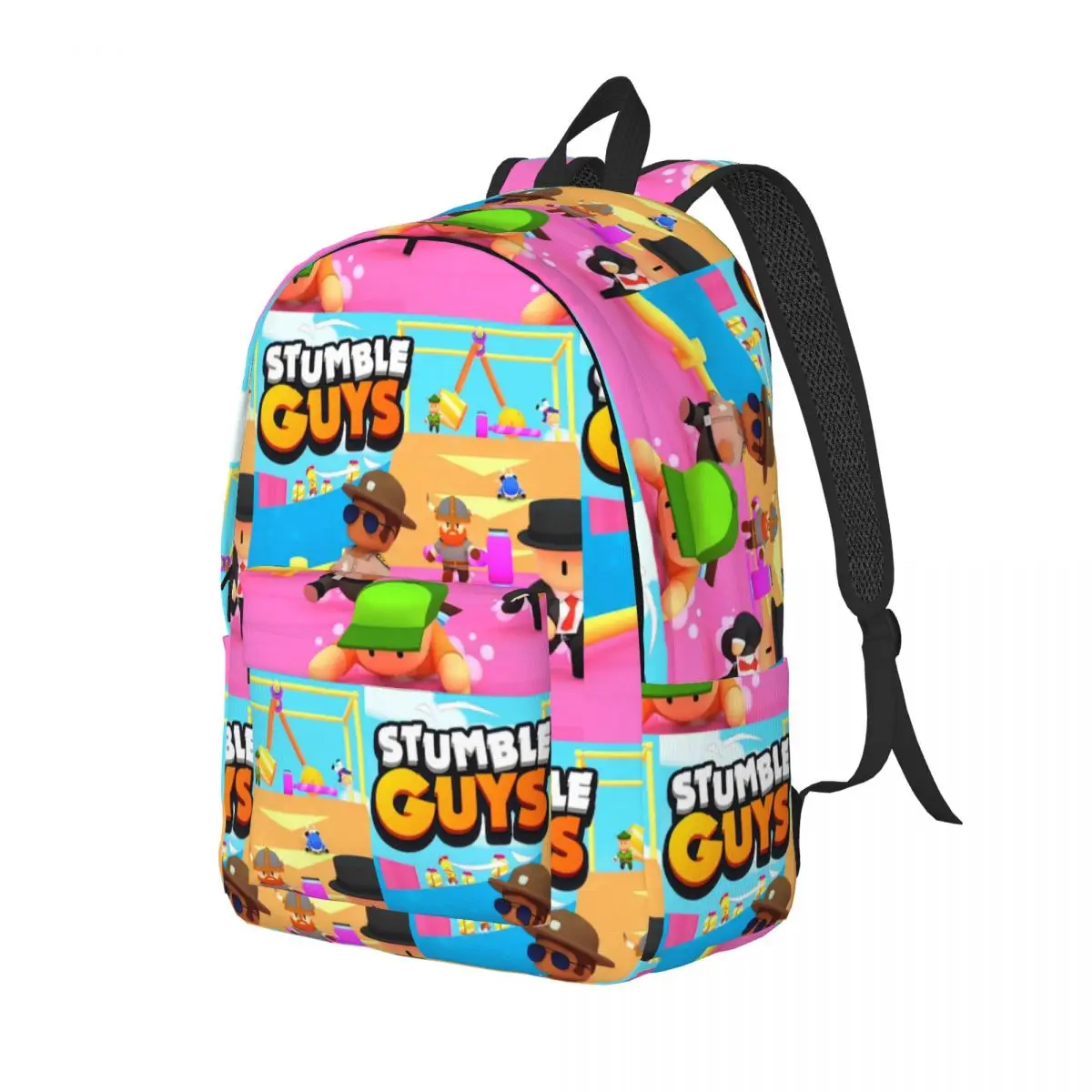 Happy Stumble Guys Backpack for Boy Girl Teenage Student School Bookbag Canvas Daypack Primary Bag Travel