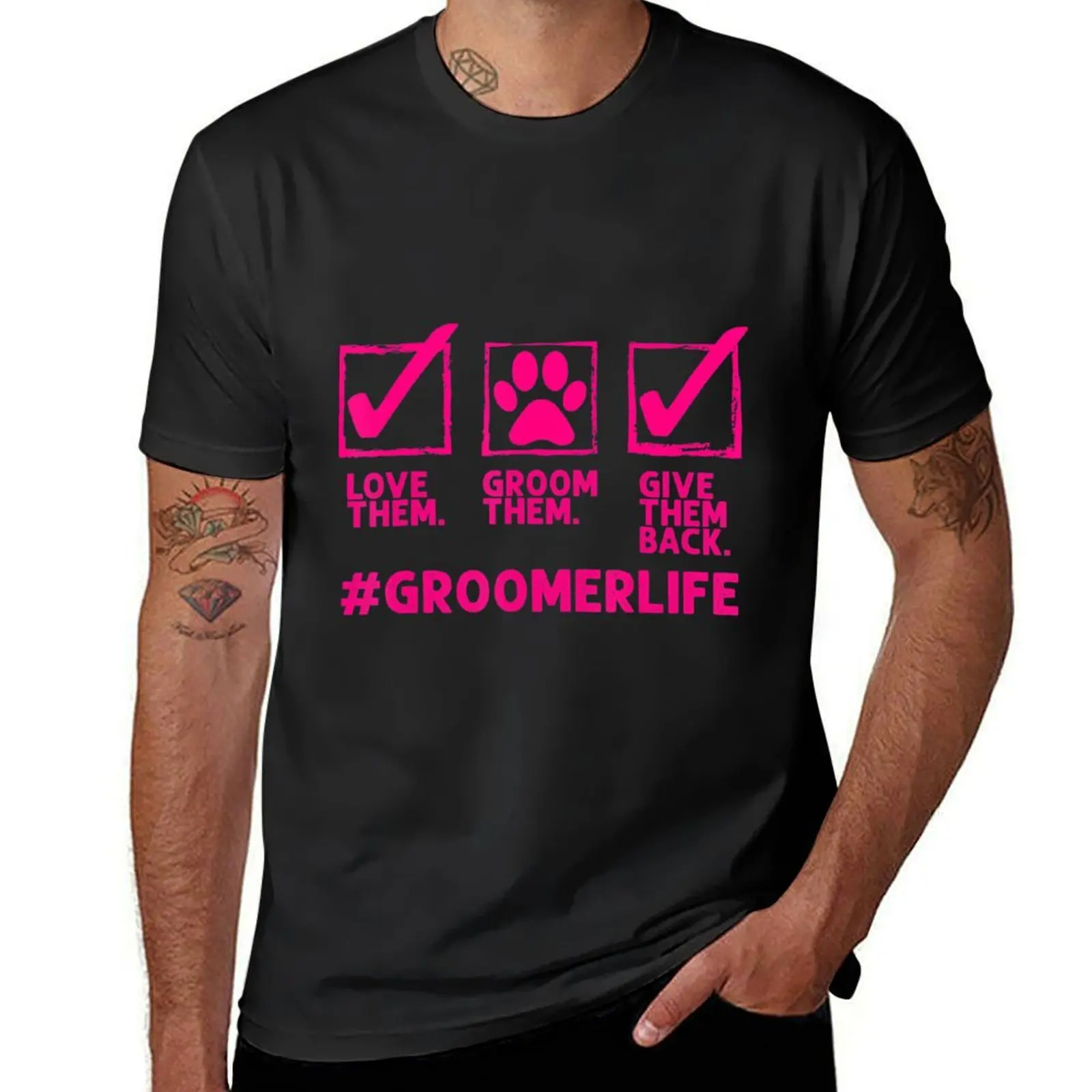 Funny Dog Groomer For Cool Pet Dog Grooming T-Shirt boys whites customizeds cute clothes t shirts for men cotton