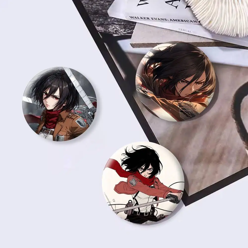 Mikasa Ackerman A-Attack on Titan Badges Creative Tinplate Button PinsBrooch Badge Clothes Backpack