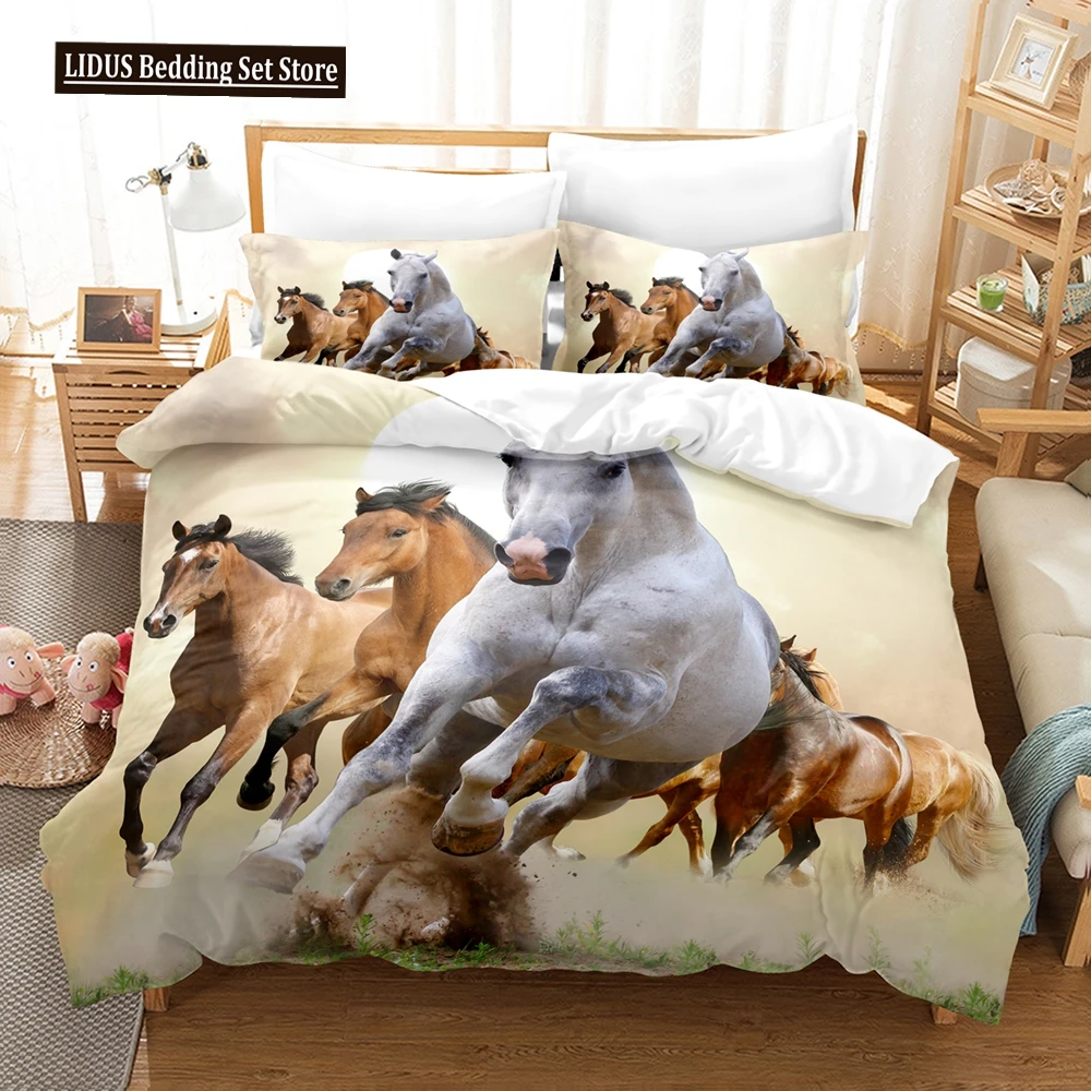 

3DThe Horse Bedding Sets Duvet Cover Set With Pillowcase Twin Full Queen King Bedclothes Duvet Cover