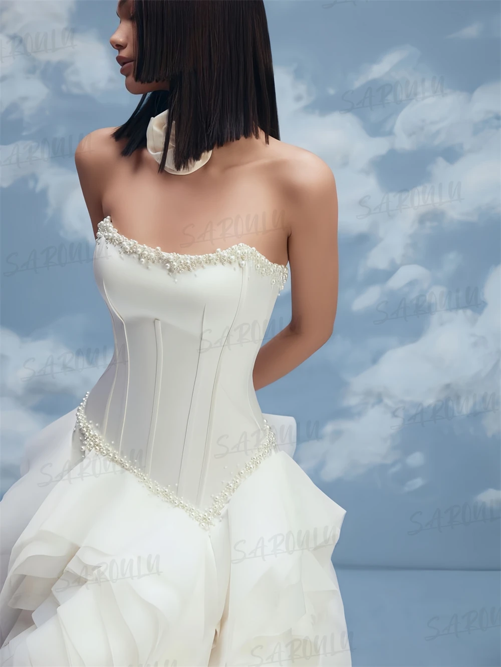 Robe de mariée en tulle de luxe, robes de mariée ALine en forme de rose, robe de patients corset avec perles délicates, robes de soirée personnalisées