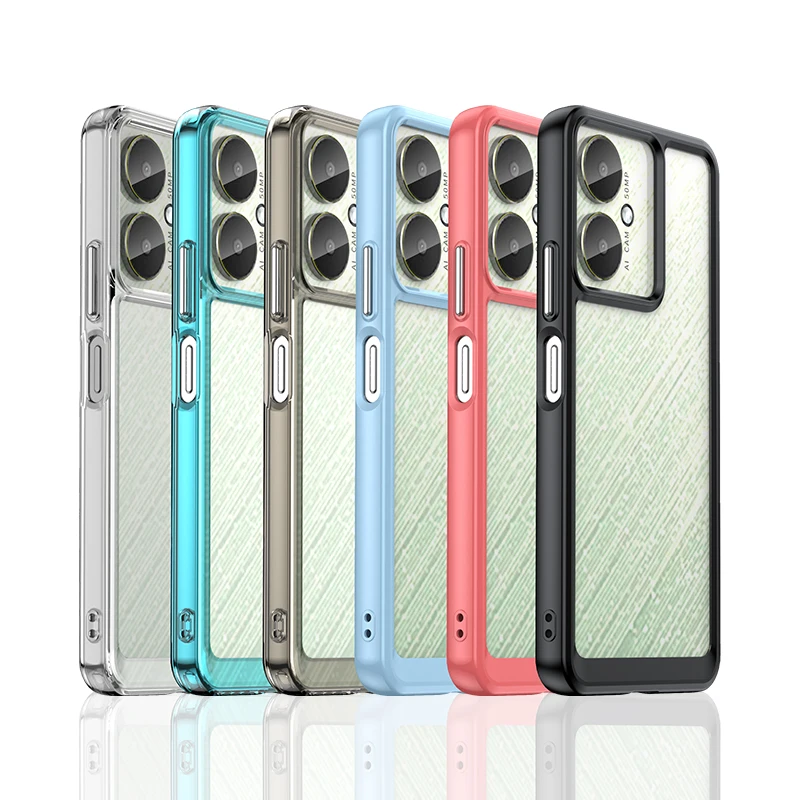 Para Xiaomi Redmi 13C Funda transparente Redmi 13C Funda Coque duro translúcido parachoques trasero Redmi 13C
