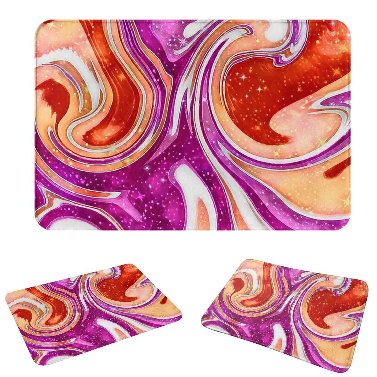 Faux Glitter Rainbow Pride Flag LGBT Gay Lesbian Doormat Cushion Carpet Rug Kitchen Entrance Home Floor Mat for Bedroom Footpad