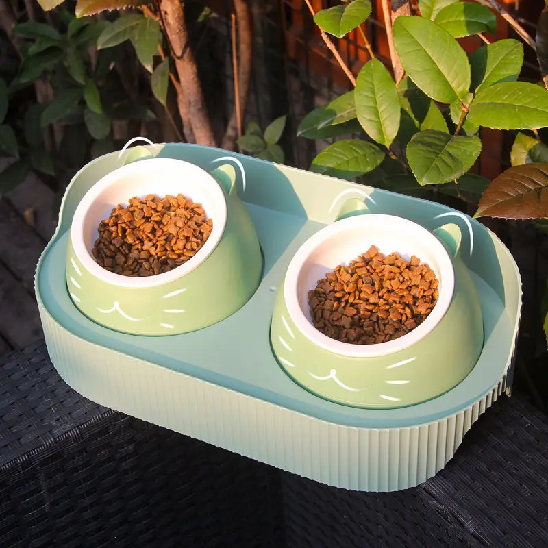 

Cat Bowl Ceramic Double Bowl Dog Bowl Protection Cervical Vertebrae Cat Food Bowl Drinking Water Anti Overturning Cat Supplies