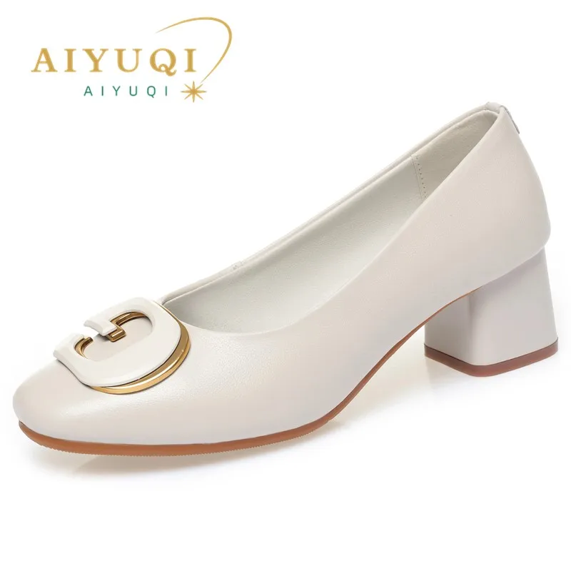 

AIYUQI Women Dress Shoes Spring 2025 Genuine Leather Round Head Women's Office Shoes Fashion Work Shoes Ladies