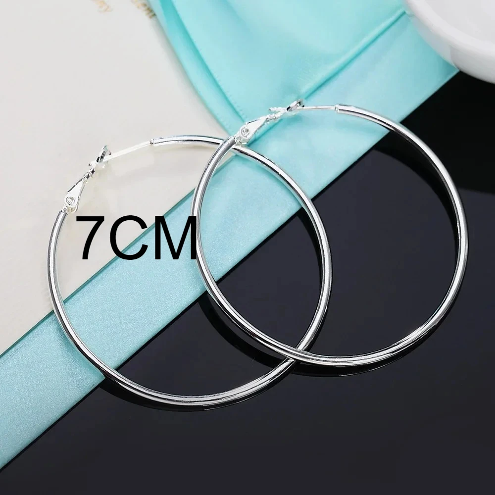 Bestseller Hochwertige 925 Sterling Silber Klassische 5-8CM Große Kreisohrringe Damen Party-Schmuck Modische Weihnachtsgeschenke