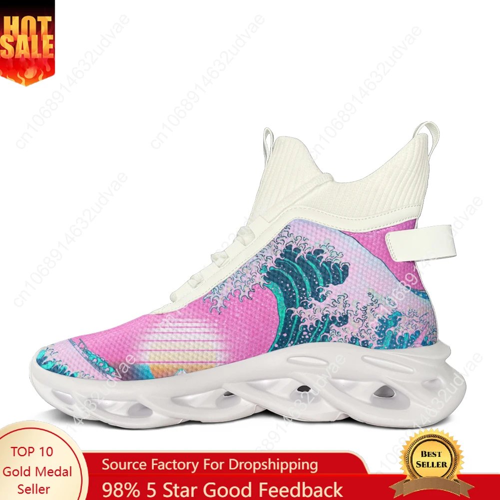

The Great Wave off Kanagawa High Top Flats Sneakers Mens Womens Sports Running Shoes Sneaker Lace Up Mesh Footwear Custom Shoe