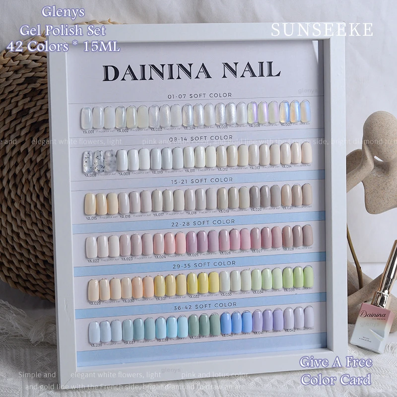 Glenys Nieuwe Macaron Crème Serie Gel Polijsten Nagellak 42Pcs Cream White Gemengde Gel Vernis Inweken Uv Led 15ml Gel Groothandel