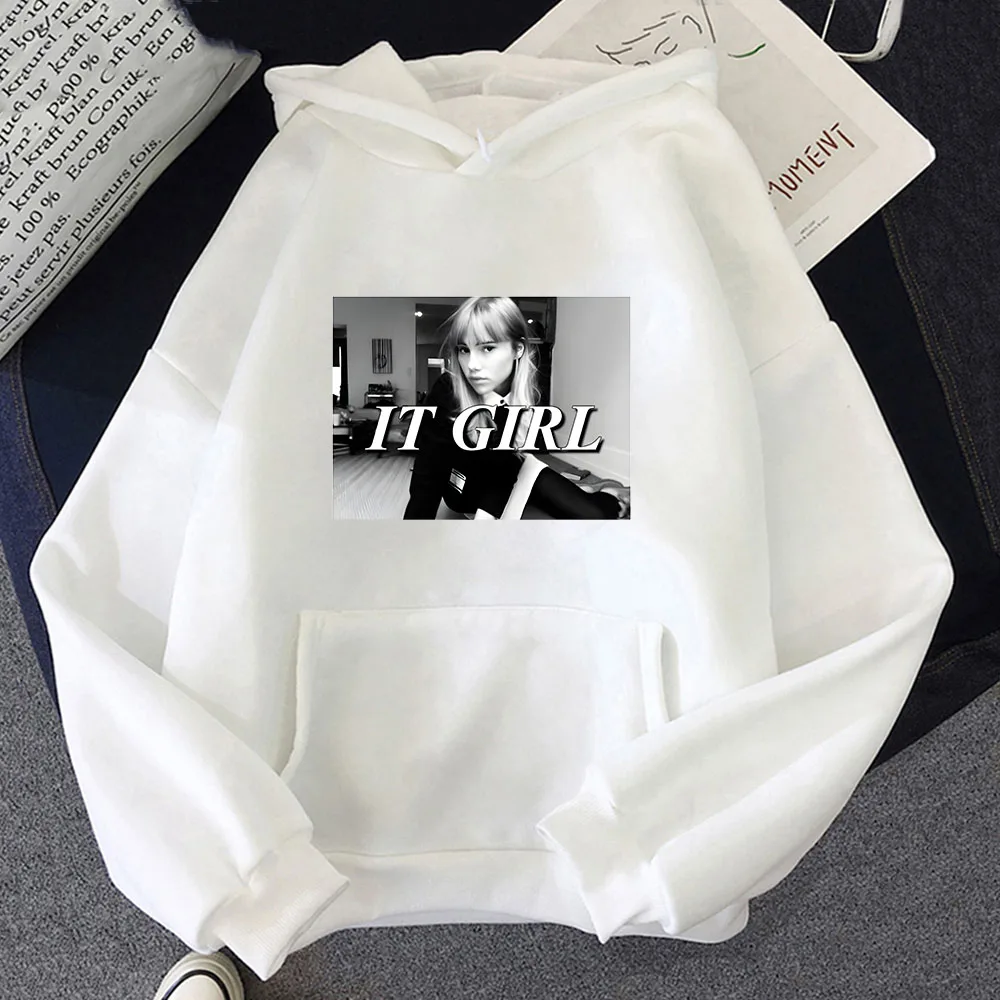 Suki Waterhouse Graphic Printing Hoodies Women for Spring/Summer Fleece Sweatshirt Long Sleeve Gothic Clothes Moletom Punk Hoody