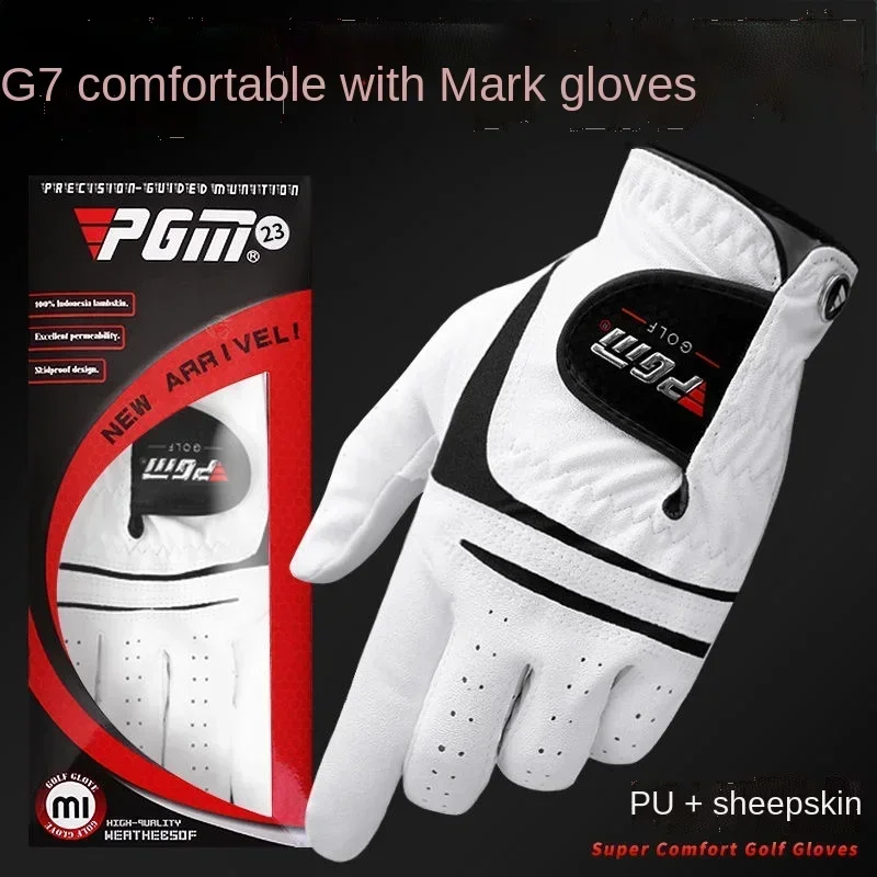 

PGM Golf Gloves Sheepskin Genuine + PU Leather Gloves Left Hand Right Hand 1 Piece with Golf Mark