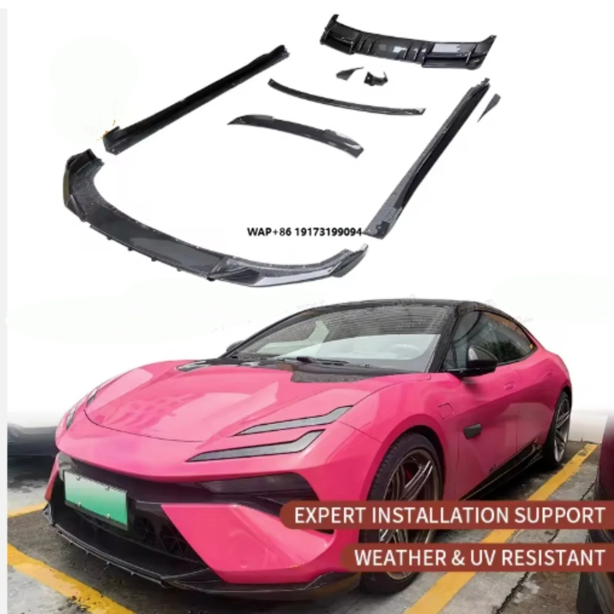 For Emeya Body Kit Dry Carbon Fiber Abina Style Including Front Lip Side Skirts Rear Vents Spoiler Wing Mirror Cover