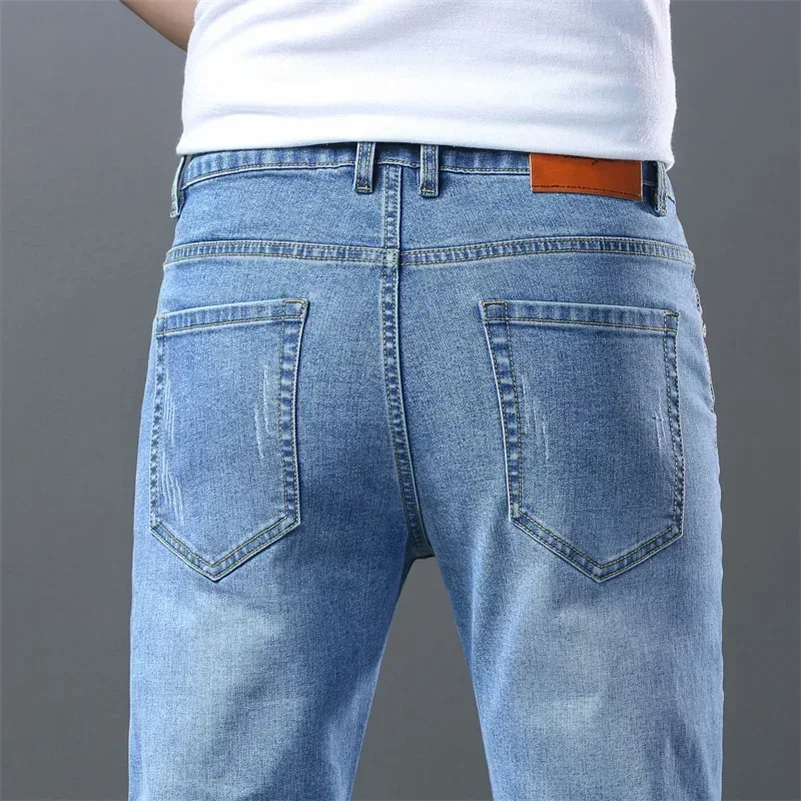 2024 Fashion Men's Stretch Retro Blue Jeans Business Straight Leg Loose Classic Jeans Casual Denim Long Pants All Match Trousers