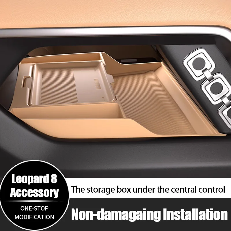 

For BYD Leopard 8 Lower Center Console Storage Box Double-layer Organizer Silicone Anti-slip Mat Car Accessories