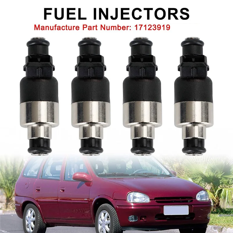 

4 Piece Fuel Injector 17123919 Black & Silver Metal+Plastic Automotive Supplies Fit For Corsa 1996-1998