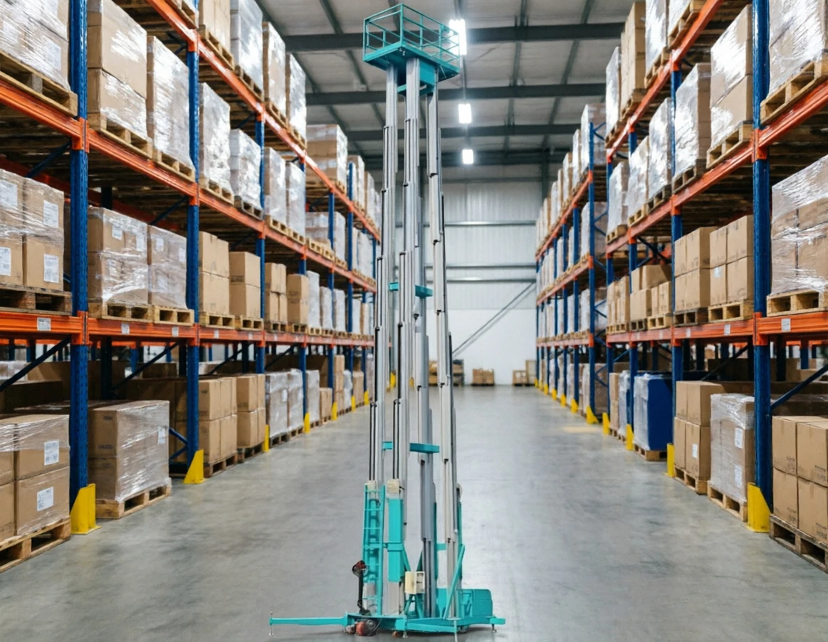 Double Masts Aluminum Lift Platform Twin Column Hydraulic Drive Large Platform Area Factory Workshop Installation Equipment