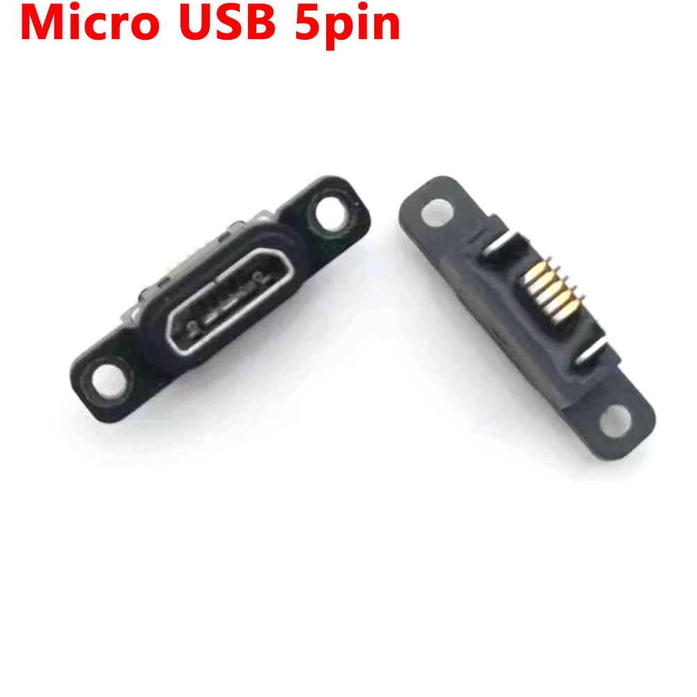 1pcs Micro USB 5pin Charging Jack Socket Dock Port 5P IP67 SMT board Waterproof Female Connector With Screw Hole