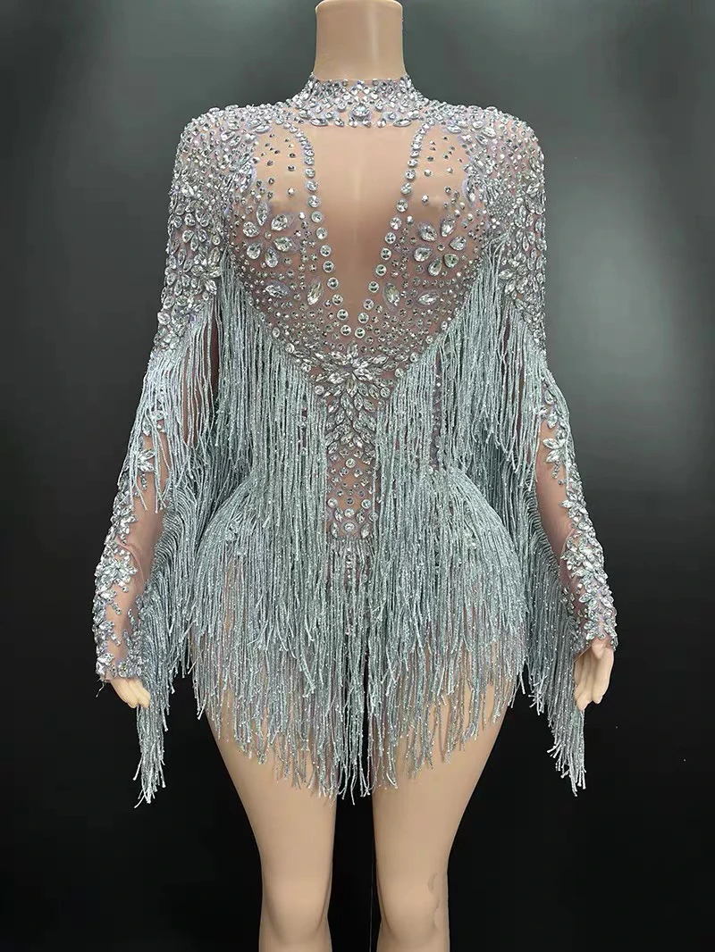 ยุโรปและอเมริกาเซ็กซี่มุมมองประกายพู่ฤดูใบไม้ร่วงแฟชั่นชุดเต้นรําละตินชุดบาร์ผู้หญิง DS performa