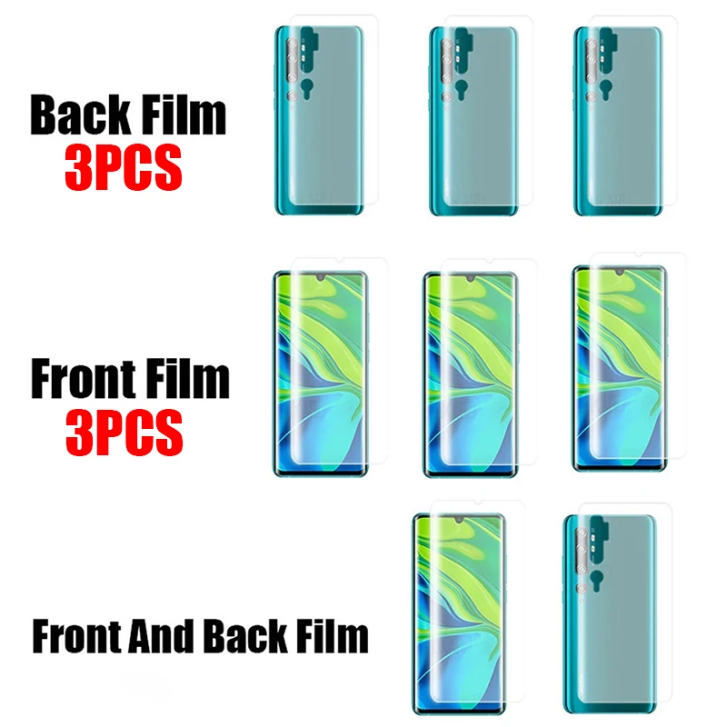 3PCS Back Hydrogel Film For Xiaomi Mi 11 Ultra Note 10 Lite Note10 9 8 Pro Screen Protector Mi 10Ultra 10T 9T 10 Pro A3 CC9E SE