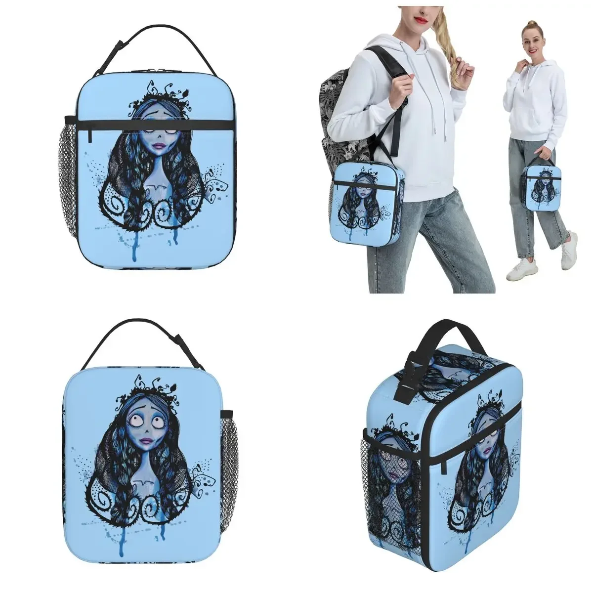 Watercolor Corpse Bride Insulated Lunch Bag Thermal Lunch Container Large Tote Lunch Box for Men Women Office Outdoor