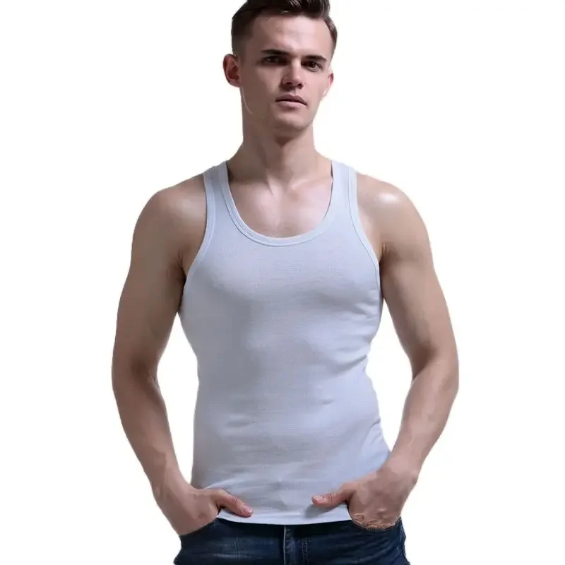 Men Cotton Vest Narrow Broad Shoulders Tank Tops Underwear Boy Under Clothes T- Shirts Sleeveless Singlets Undershirt