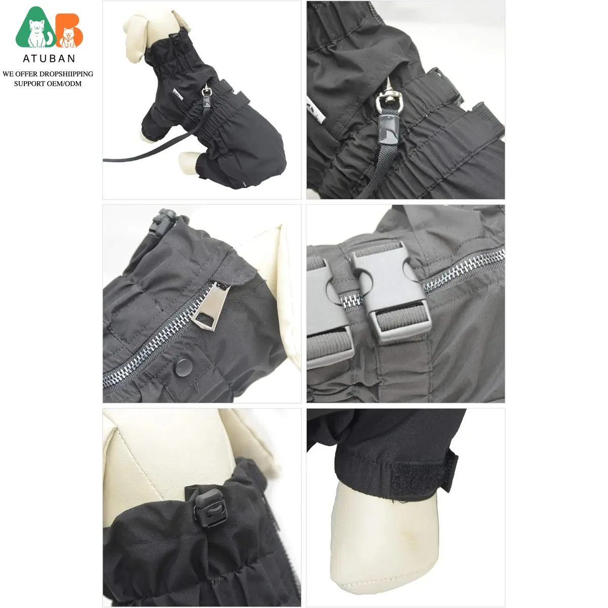 ATUBAN Waterproof Jacket, Lightweight Reflective Safety Dog Raincoat Windproof Snow-Proof Dog Vest for Small Medium Large