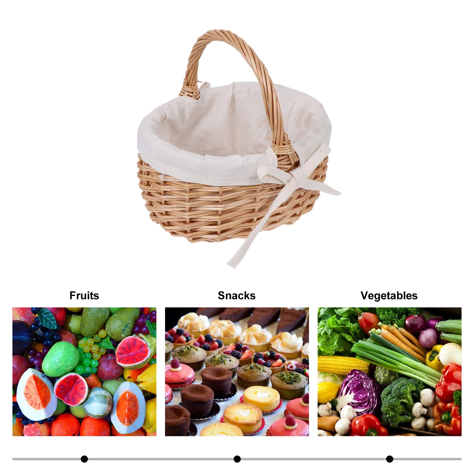 Rattan Vegetable Handheld Multi-Functional Storage Home Flower Hand Woven Fruit Basket Portable Simple Decorative Basket For