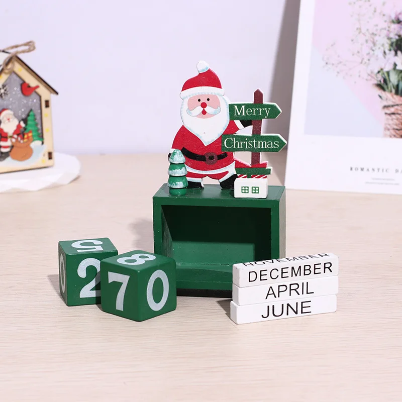 Wooden Countdown Calendar Christmas Decorations Ornament Gift Party Supplies Window Table Home Decor Santa Claus Snowman Elk