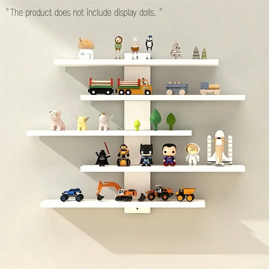رف عرض حائط قابل للتعديل بدون أدوات مكون من 5 طبقات للألعاب تذكارات رف عائم موفر للمساحة