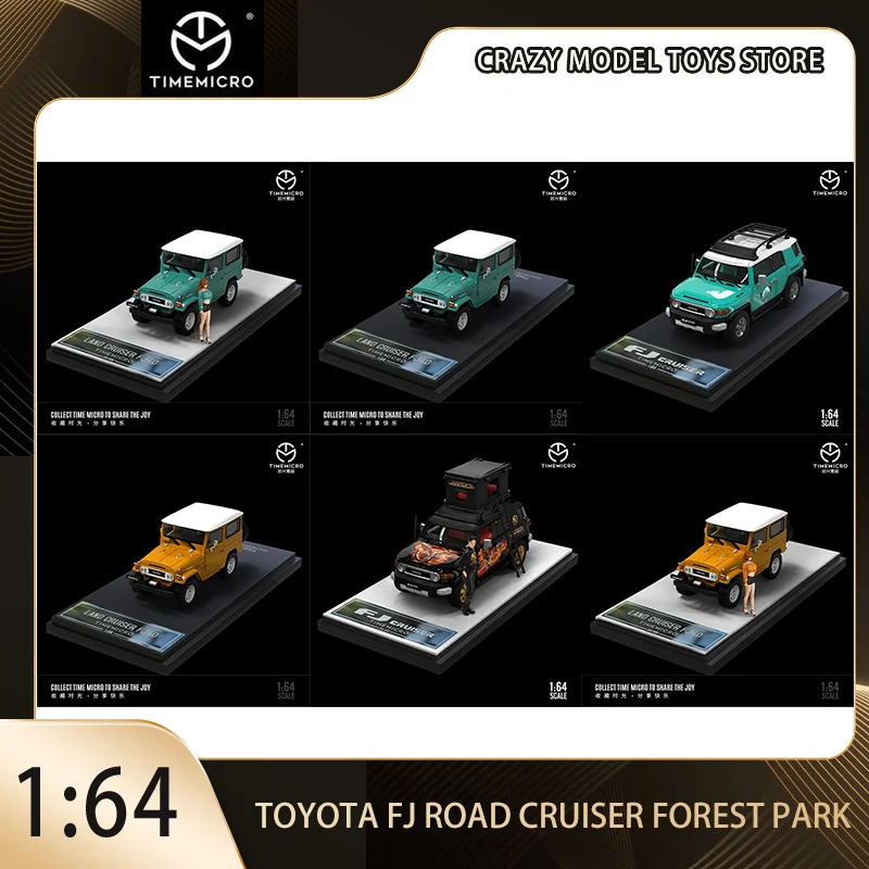 TM 1:64 Toyota FJ40 Road Cruiser Forest Park Rabbit Head Painted Alloy Die Cast Simulated Car Model Ornaments Collection Gifts