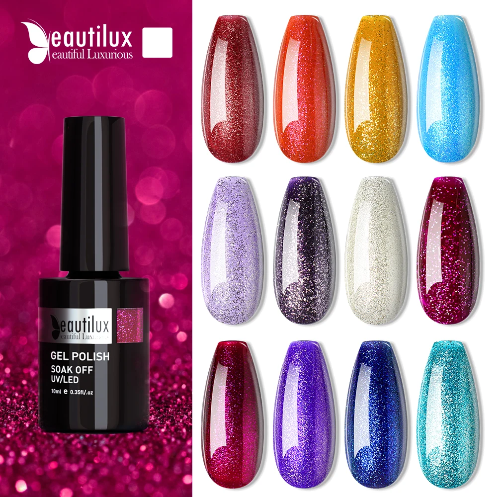 Beautilux Nail Gel Polish Elegant Winter Gloss Sparkling Nails Gel Varnish Soak Off UV LED Permanent Nail Polish Lacquer 10ml