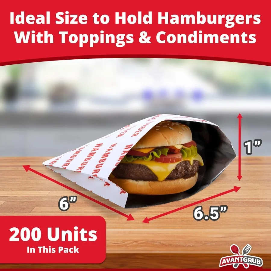 Involucri per hamburger retrò a prova di grasso da 200 pezzi. Ideale per cucine all'aperto e feste a tema baseball Hamb isolato grande senza BPA