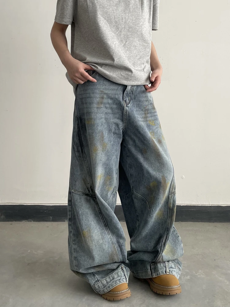 American Street Style Cargo Pants for Women Baggy Vintage Blue New Wide Leg Oversized Denim Pants Women Loose Design Y2k Jeans