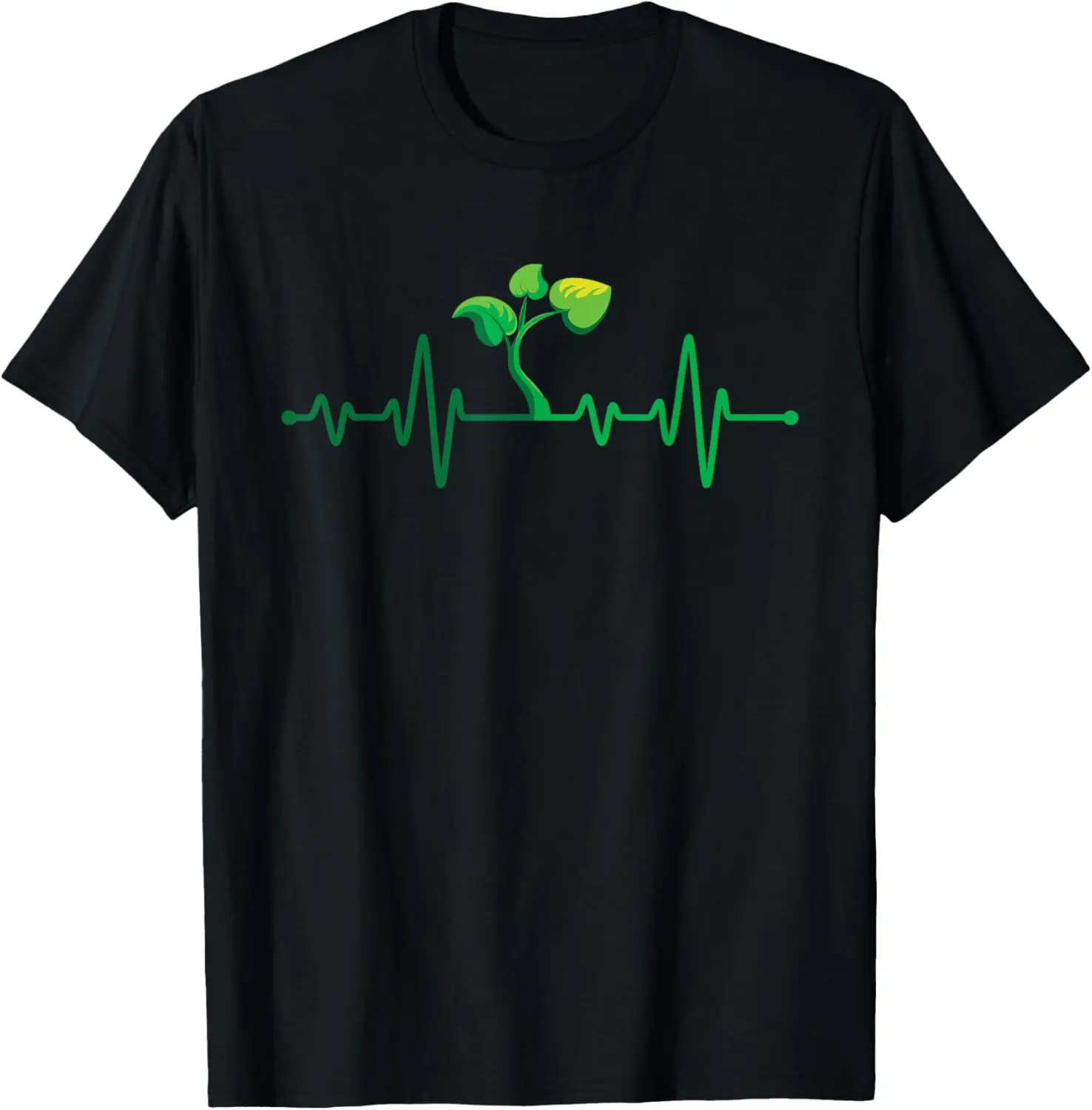 Heartbeat - Botany Botanist Gardening Plant Lovers T-Shirt 100% Cotton Trendy Y2K Short-Sleeve Tee – Soft, Quick-Drying, & Moisture-Wicking; Ideal for Sports or Casual Wear; Great Gift for Christmas or Halloween. Environmental.