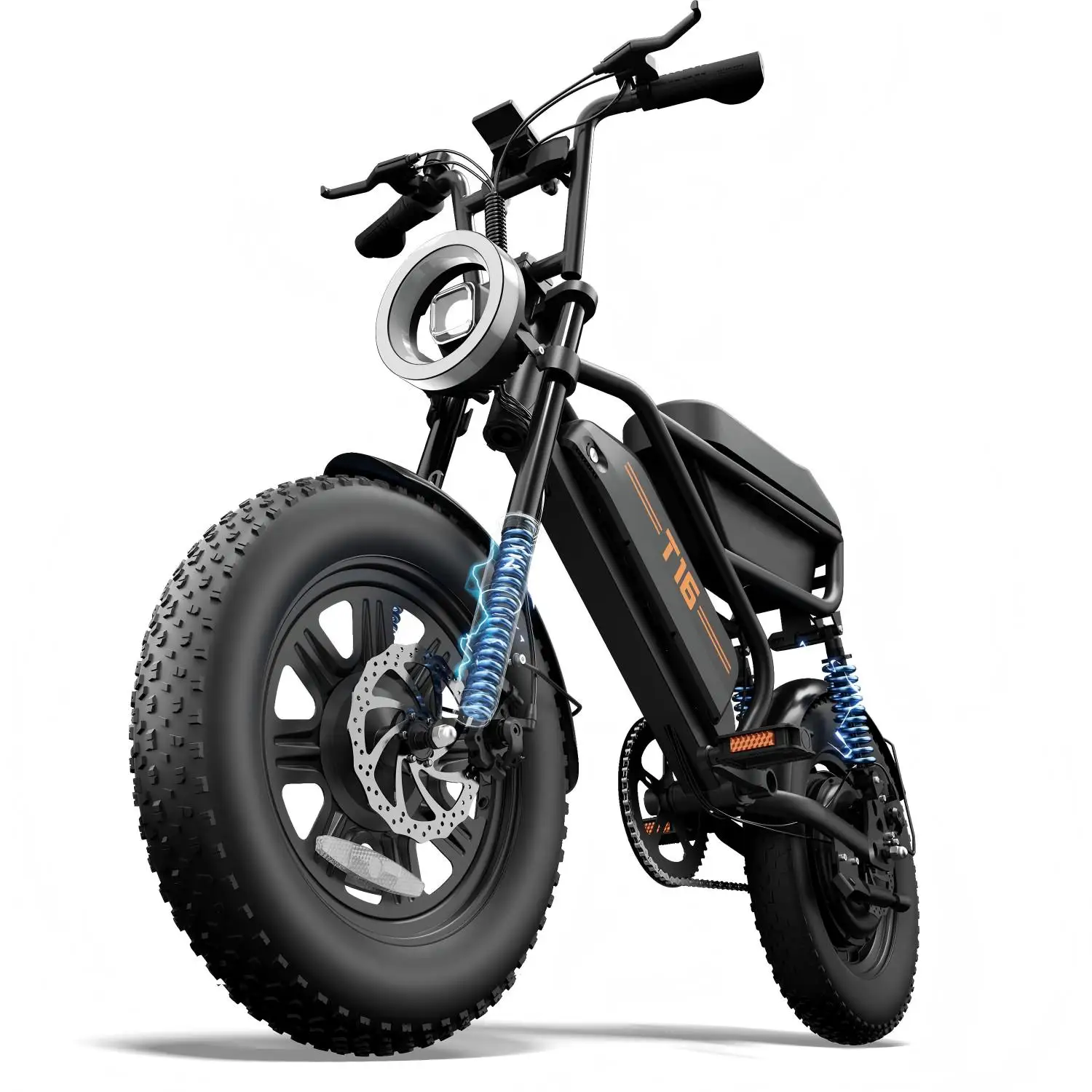 Urlife T16 16"x3" Fat Tire Electric Bike 1000W Peak Motor 48V Removable Battery Dual Suspension 7-Speed Gears E-Bike Adult Commuter Off Road