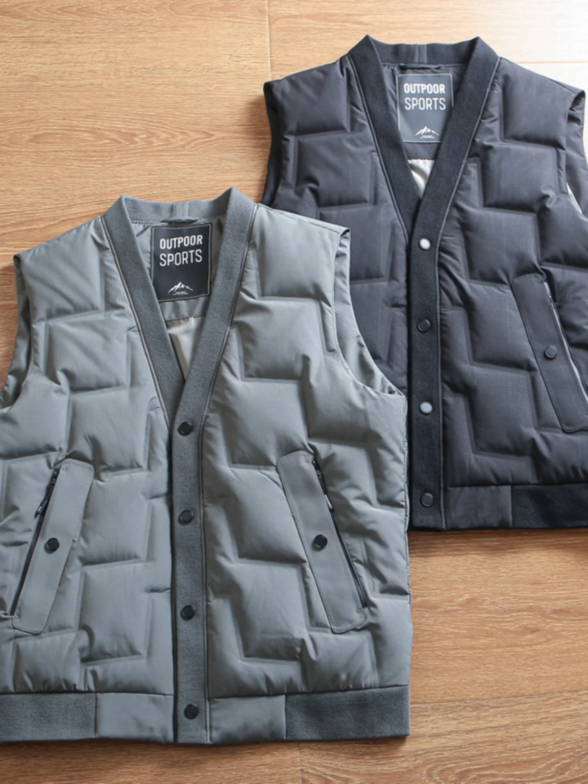 

Men's Winter Thiened High Fluffy down Vest Du Feather Quilted Windproof Warm V-Ne Padded Vest Faion Urban Busin Ca...