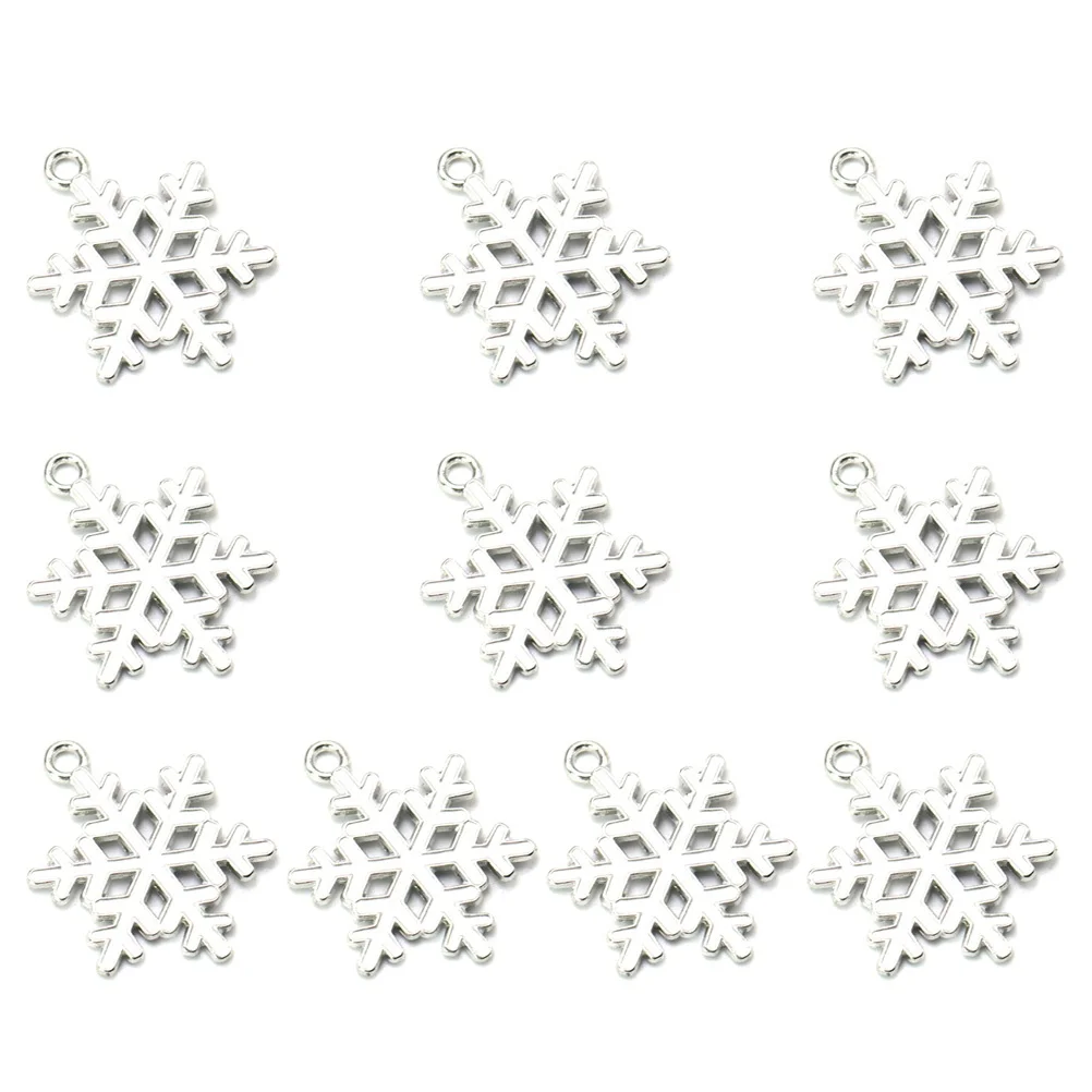 

10 Pcs Snowflake Necklace Ear Clip Alloy Charms DIY Pendant Set Jewelry Making Bracelet Earrings Craft Project Accessories