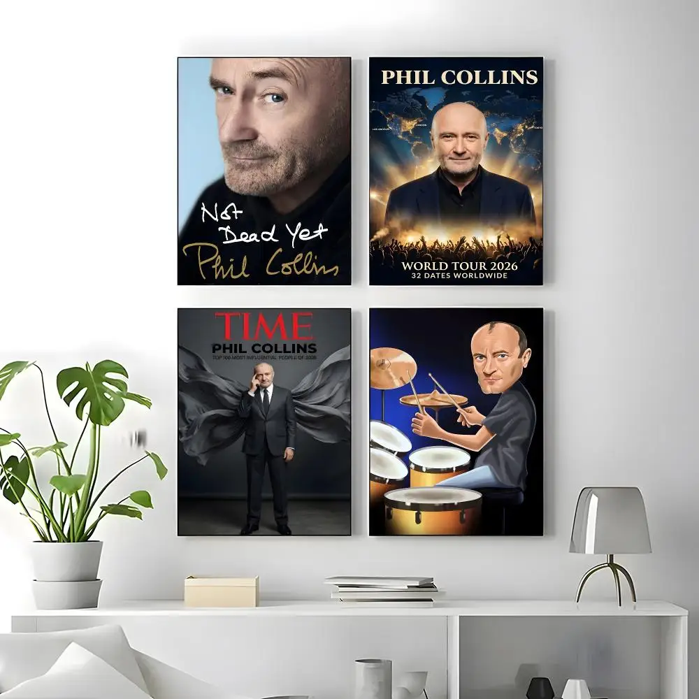 Music Phil Collins Poster Self-adhesive Art Waterproof Paper Sticker Coffee House Bar Room Wall Decor