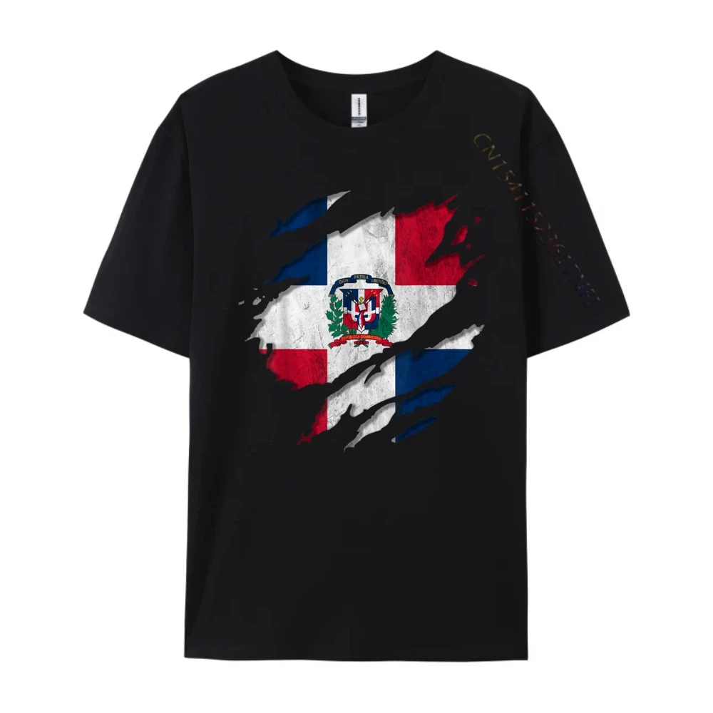 Coat Of Arms Republica Dominicana Rip Reveal Dominican Flag Black Graphic Tees Cheap Vintage Style